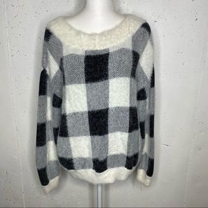 Express Black & White Checkered Pattern Sweater. Soft and cozy